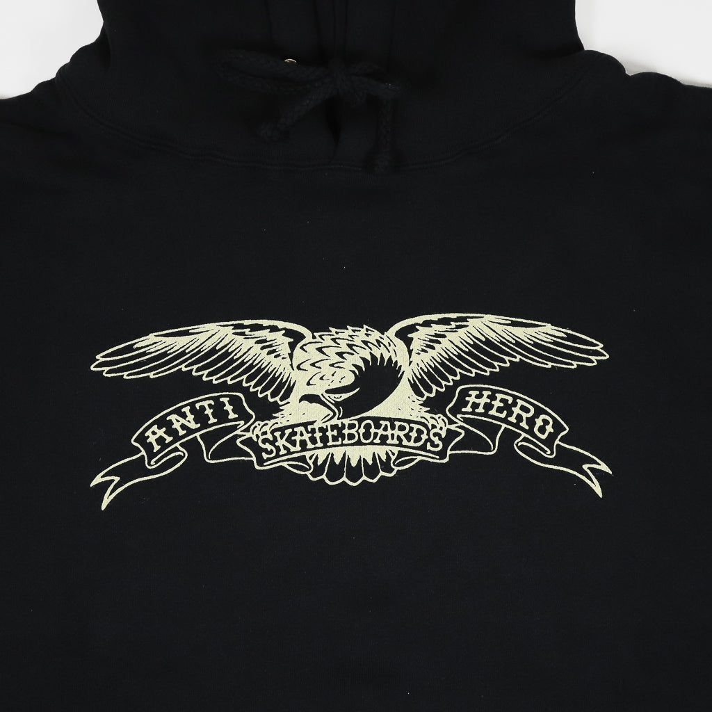 Anti Hero Skateboards Basic Eagle Black Pullover Hooded Sweatshirt Front Print