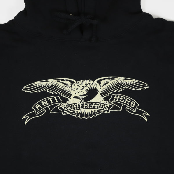 Anti Hero Skateboards - Basic Eagle Pullover Hooded Sweatshirt - Black / Off White