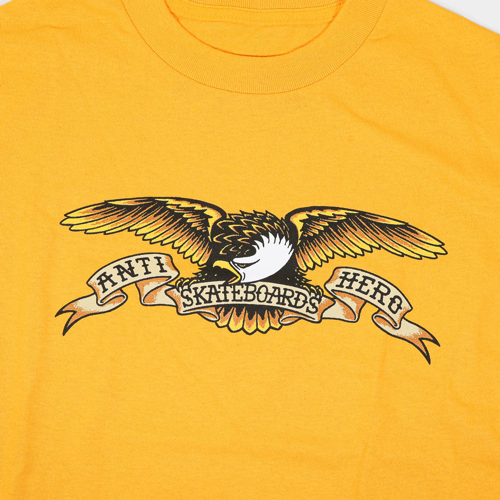 Anti Hero Skateboards Eagle Gold Yellow T-Shirt Front Print