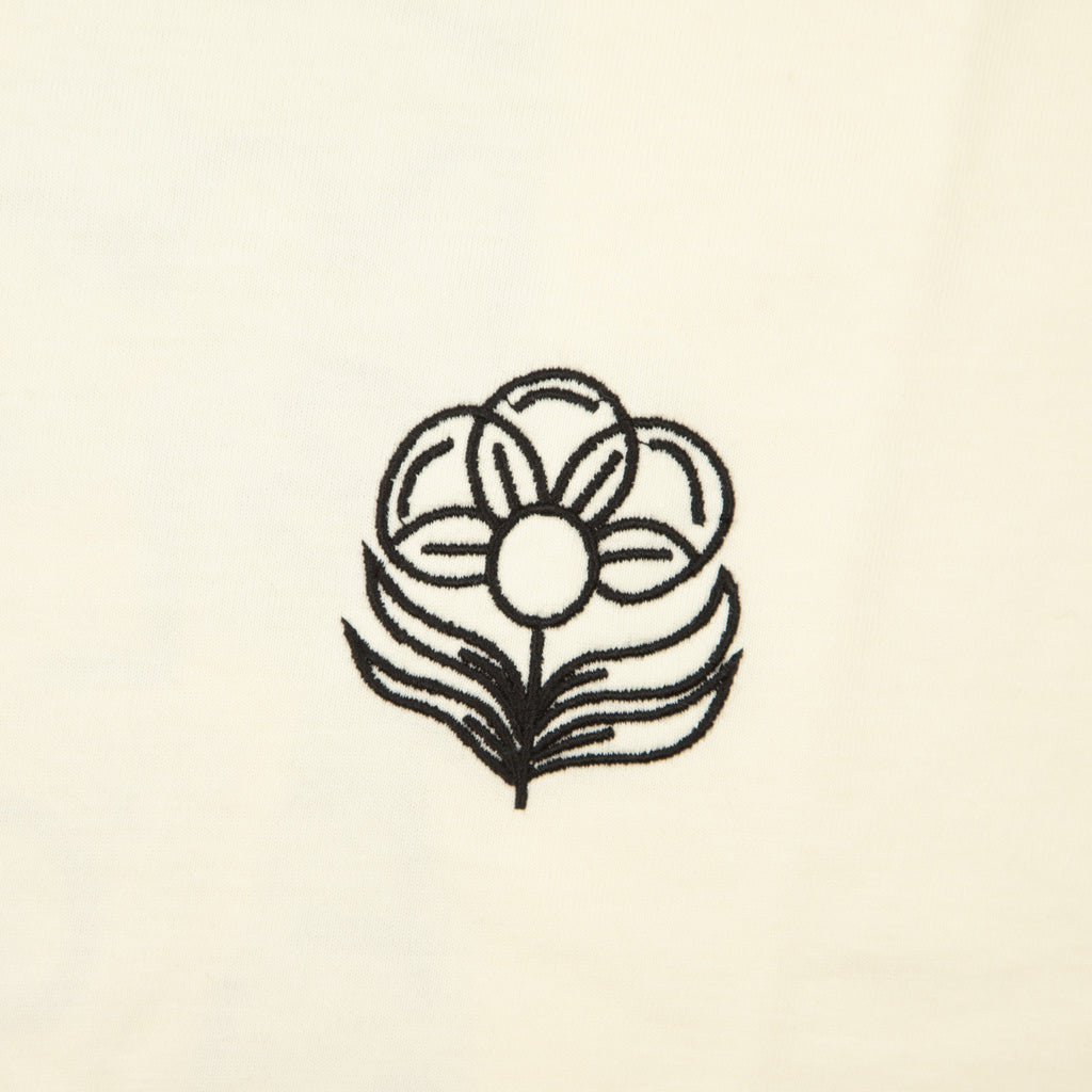 Blue Flowers Pollinator Antique White T-Shirt Embroidery