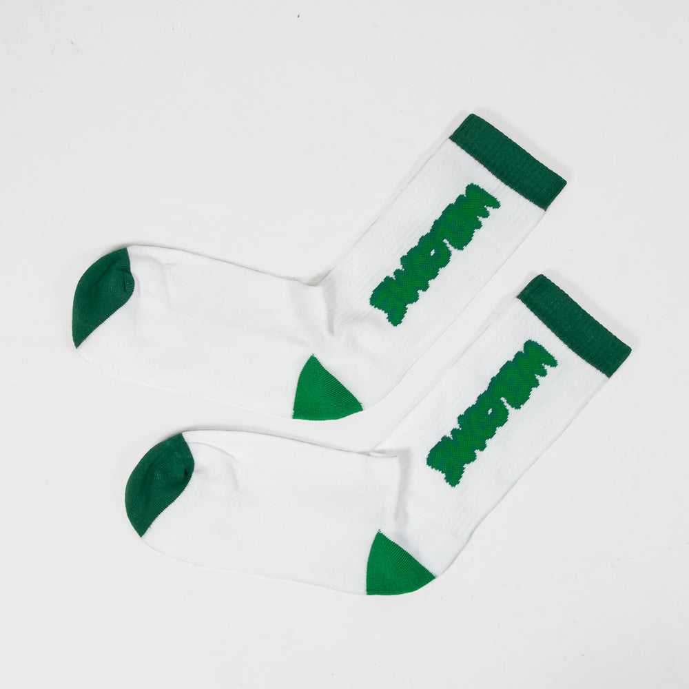 Welcome Skate Store Bubble Logo White And Green Socks