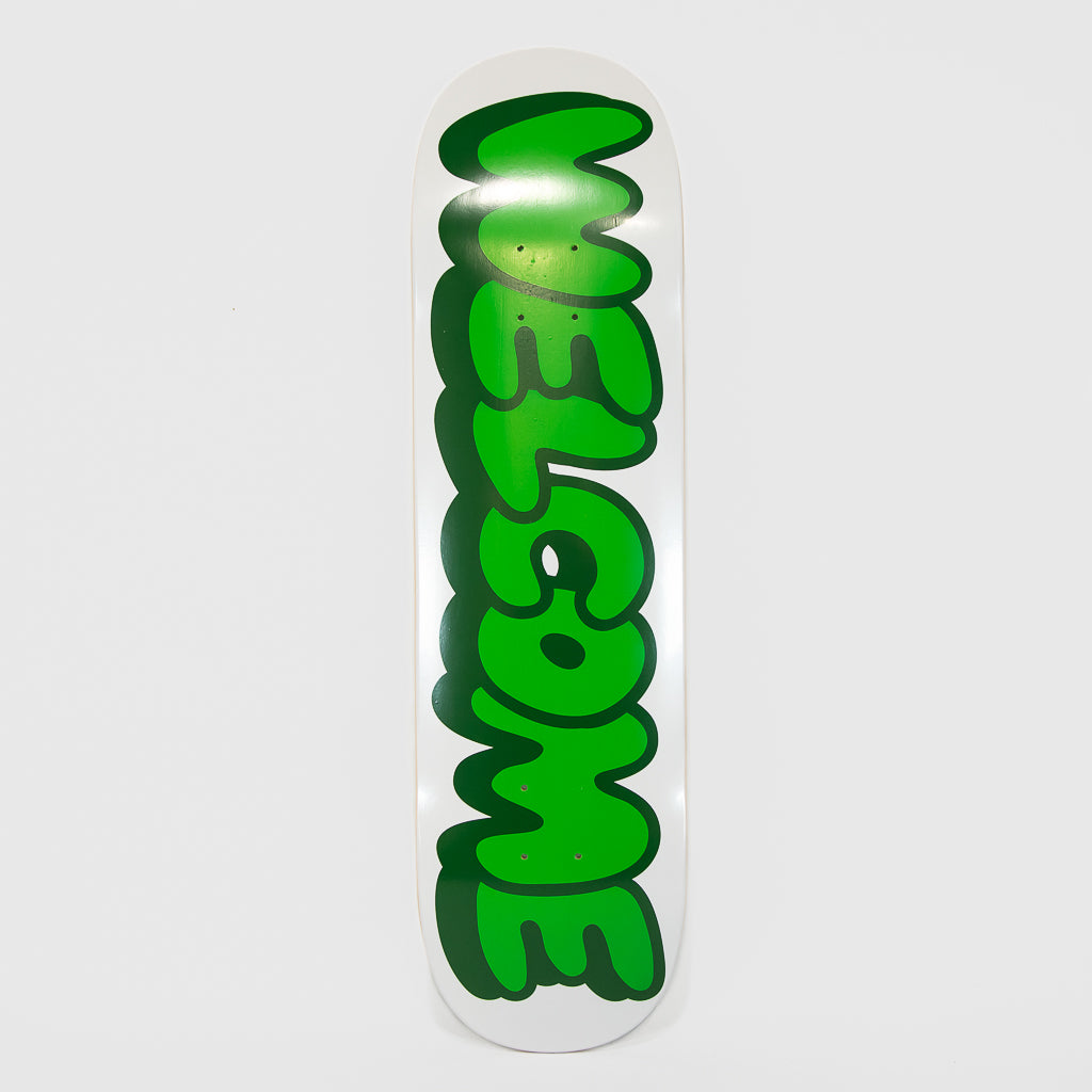 Welcome Skate Store White And Green Bubble Skateboard Deck