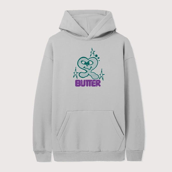 Butter Goods - Heart Logo Pullover Hooded Sweatshirt - Cement