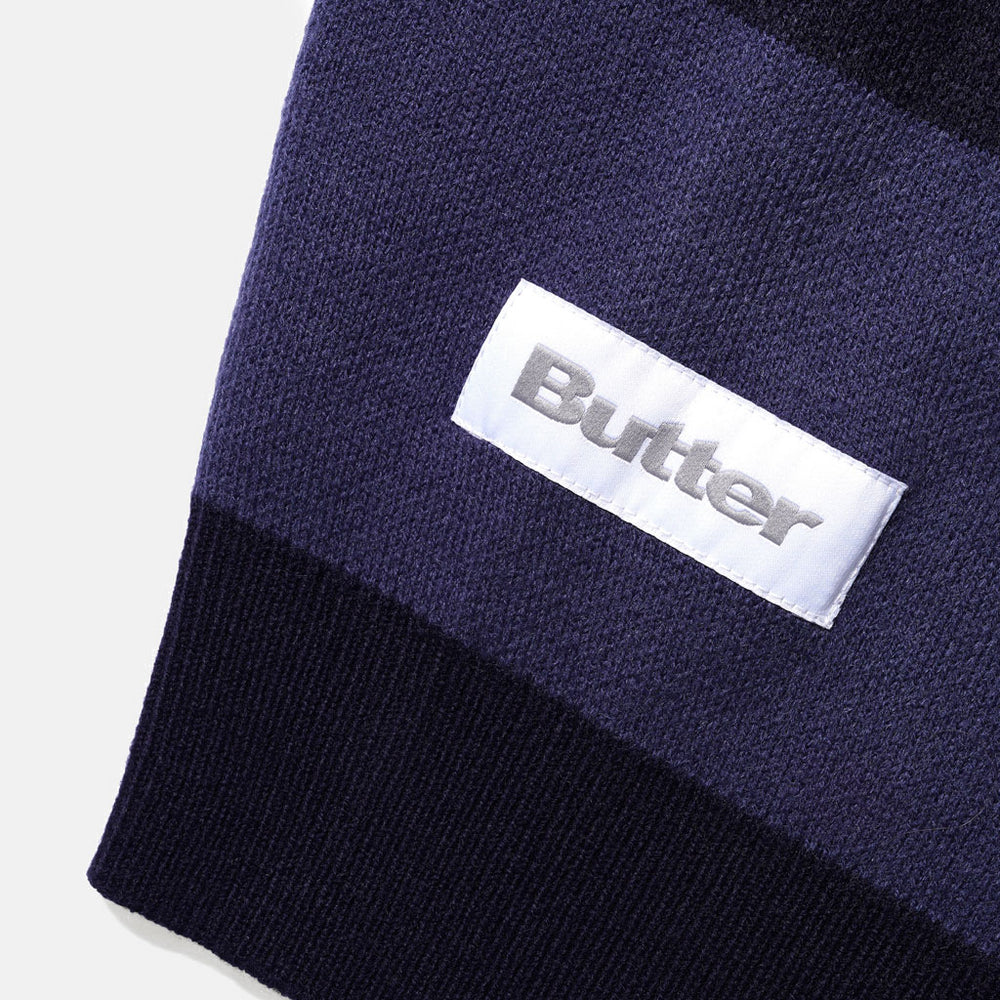 Butter Good The Smurfs Flute Knitted Navy And Black Stripe Jumper Tag