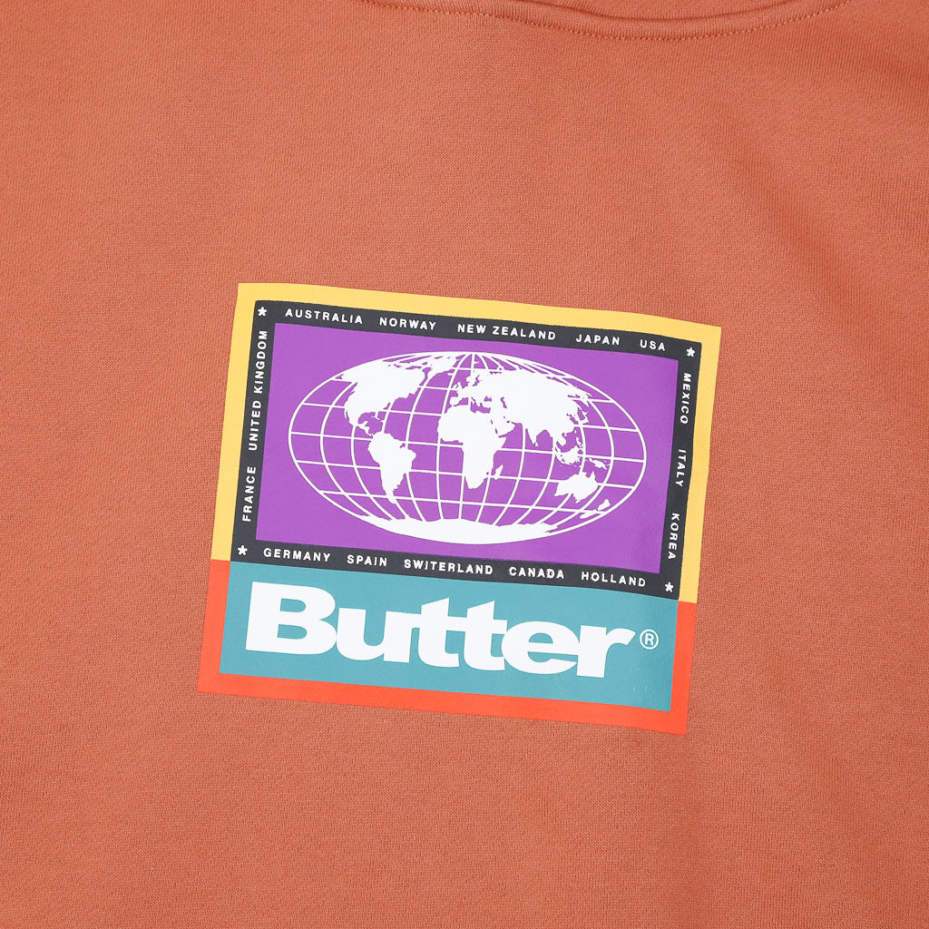Butter Goods Trek Logo Clay Orange Pullover Hooded Sweatshirt Front Print