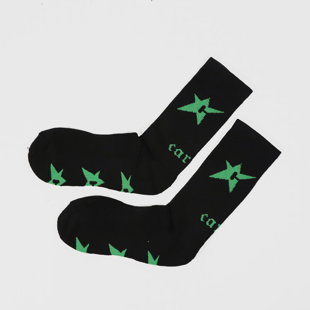 Carpet Company C-Star Black And Green Socks