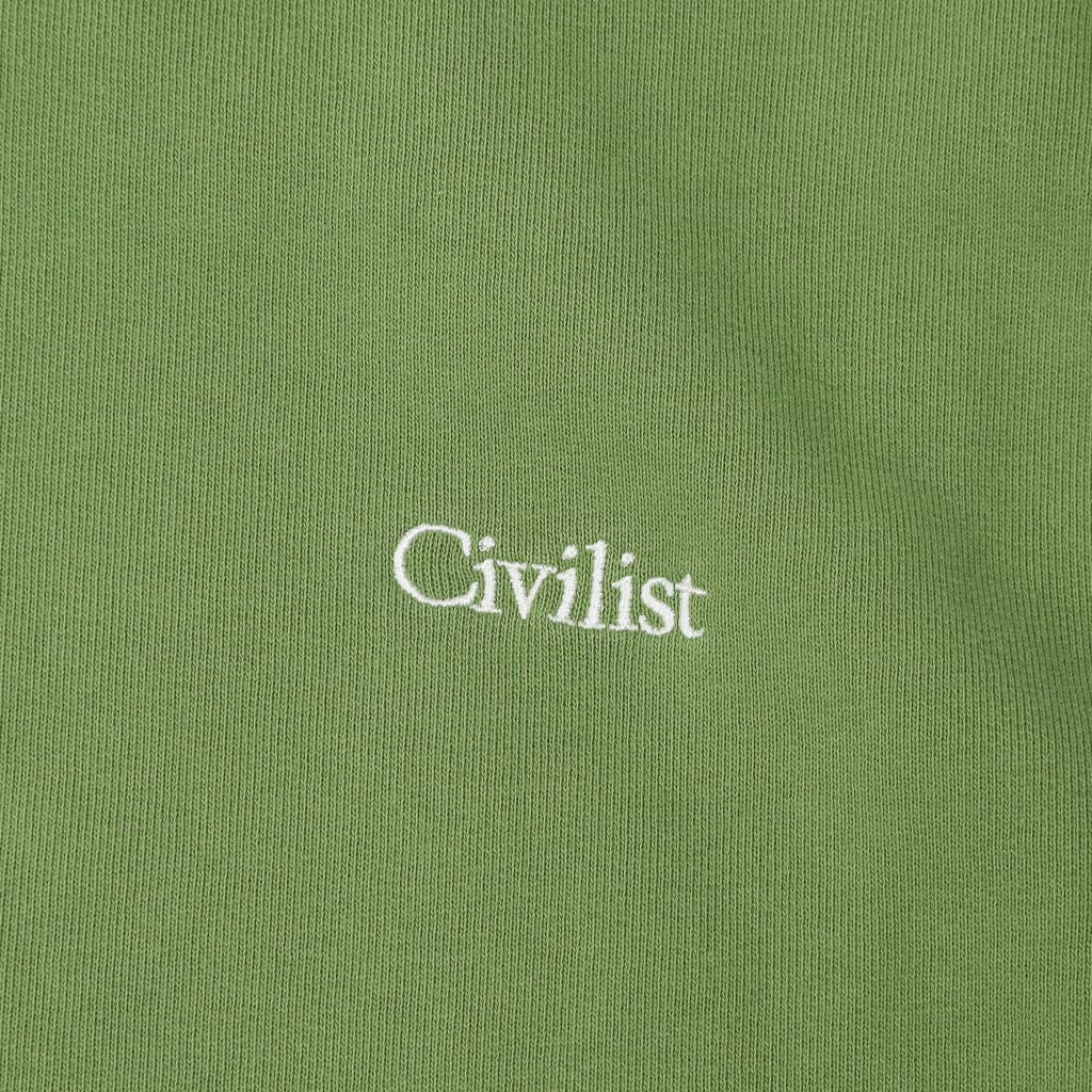 Civilist Mini Logo Faded Olive Green Crewneck Sweatshirt  Embroidery