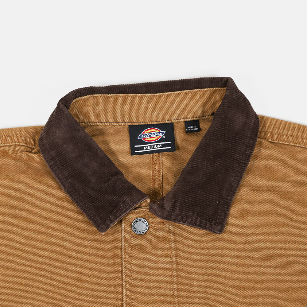 Dickies Brown Duck Unlined Canvas Chore Jacket Collar