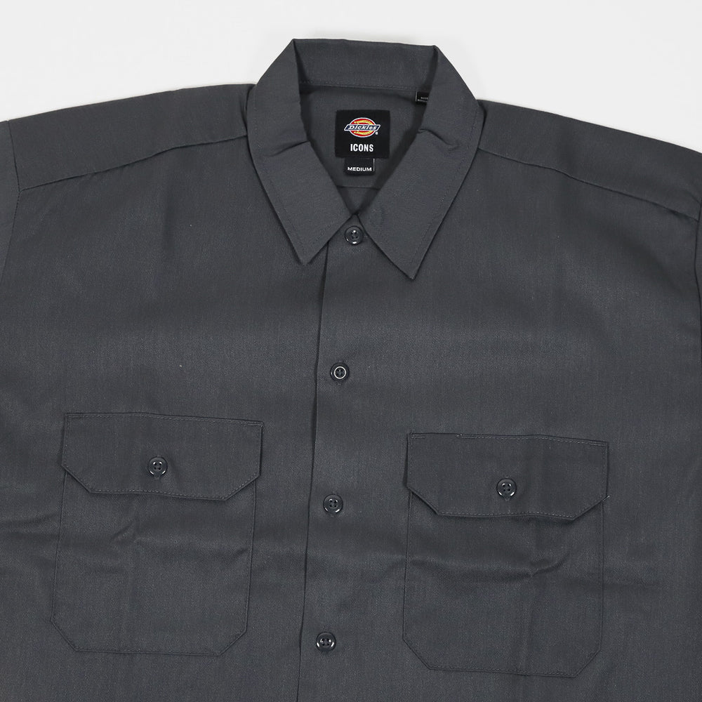 Dickies Charcoal Grey Work Short Sleeve Shirt Pockets