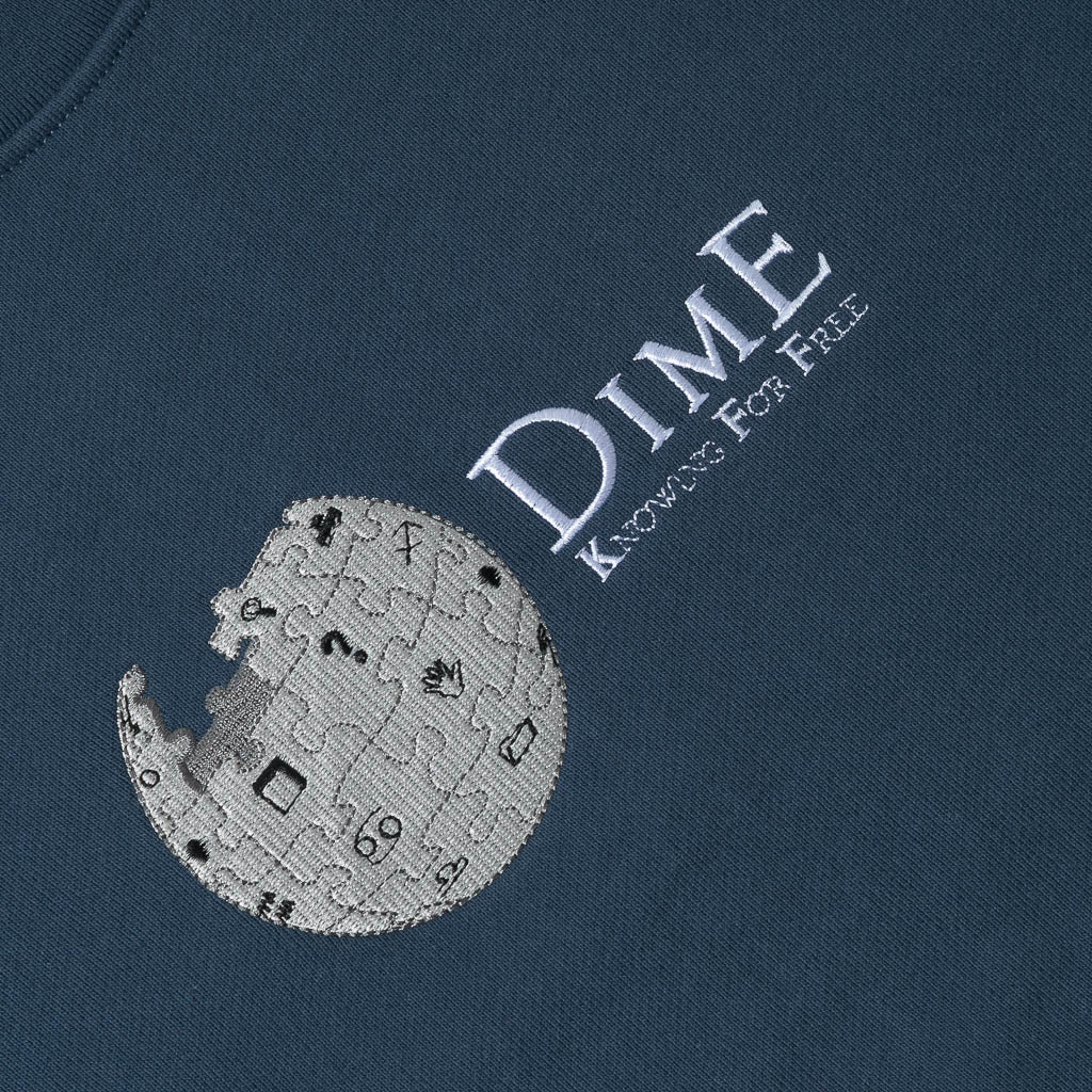 Dime MTL Dimepedia Indigo Blue Crewneck Sweatshirt Embroidery