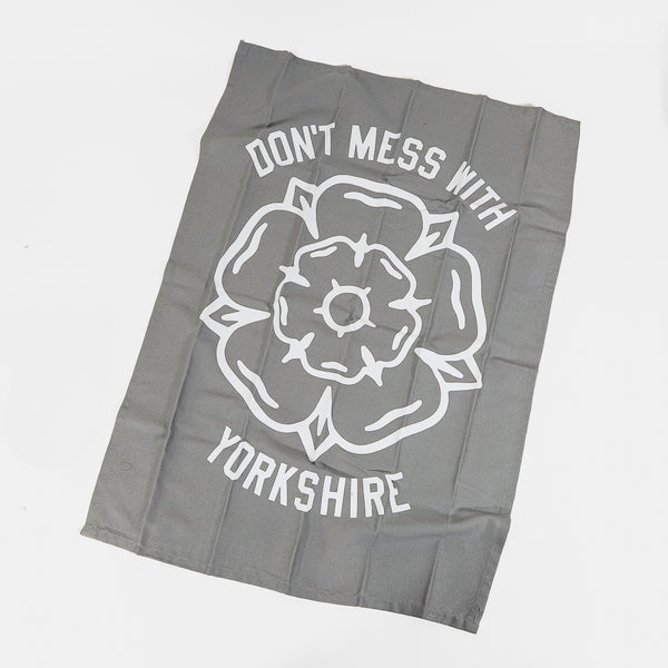 Don't Mess With Yorkshire - Classic Rose Tea Towel - Grey