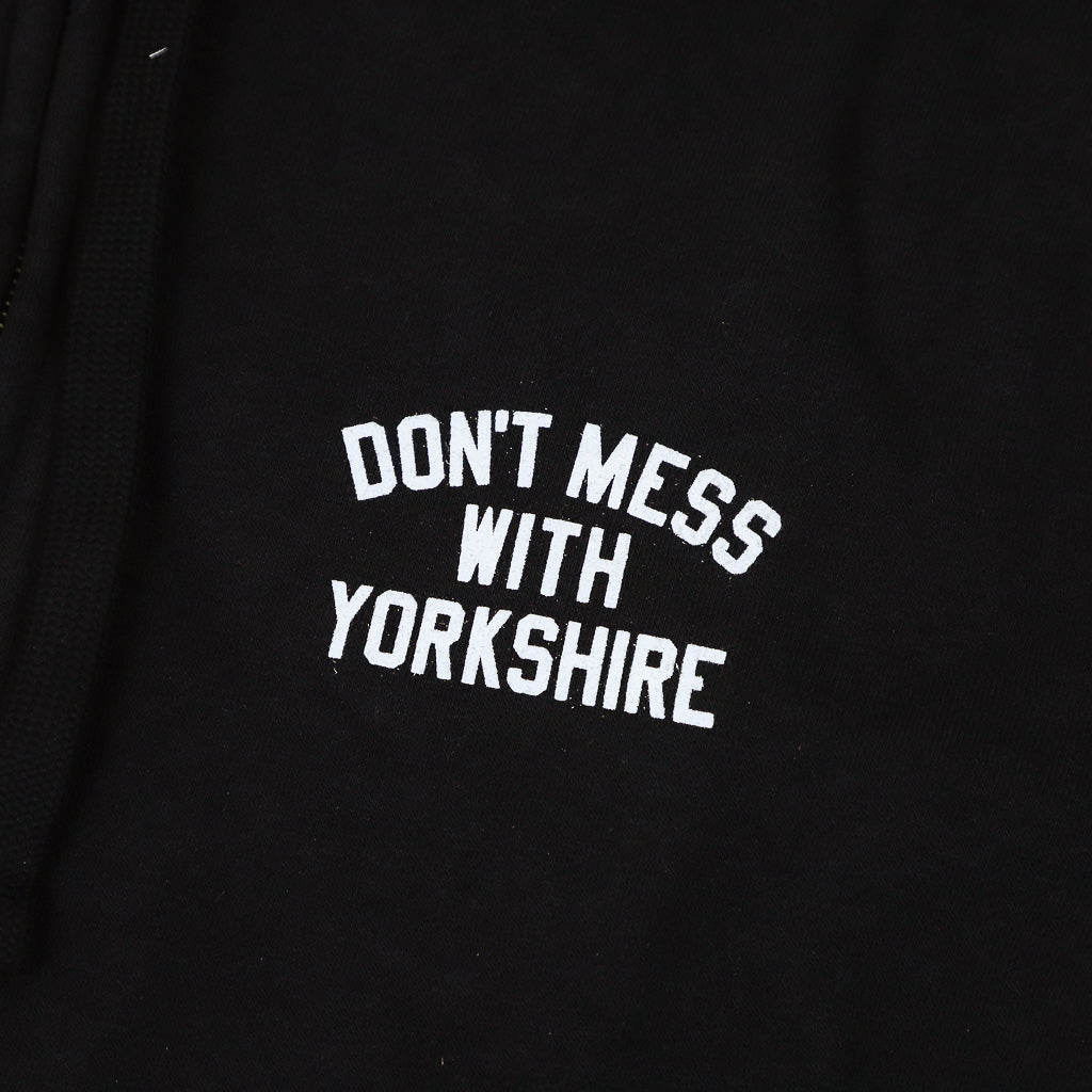 Don't Mess With Yorkshire Rose Black Zip Hooded Sweatshirt Front Print