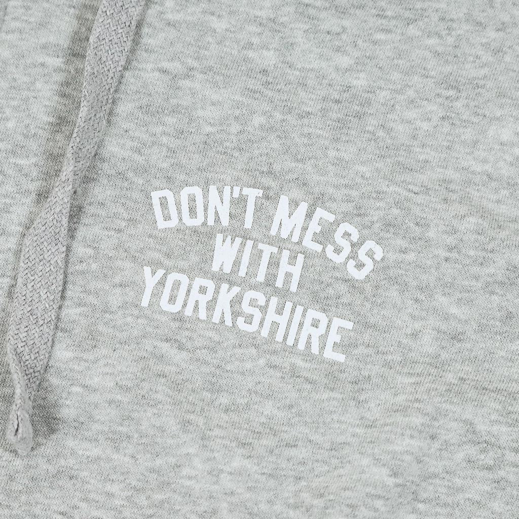 Don't Mess With Yorkshire Rose Grey Zip Hooded Sweatshirt Front Print