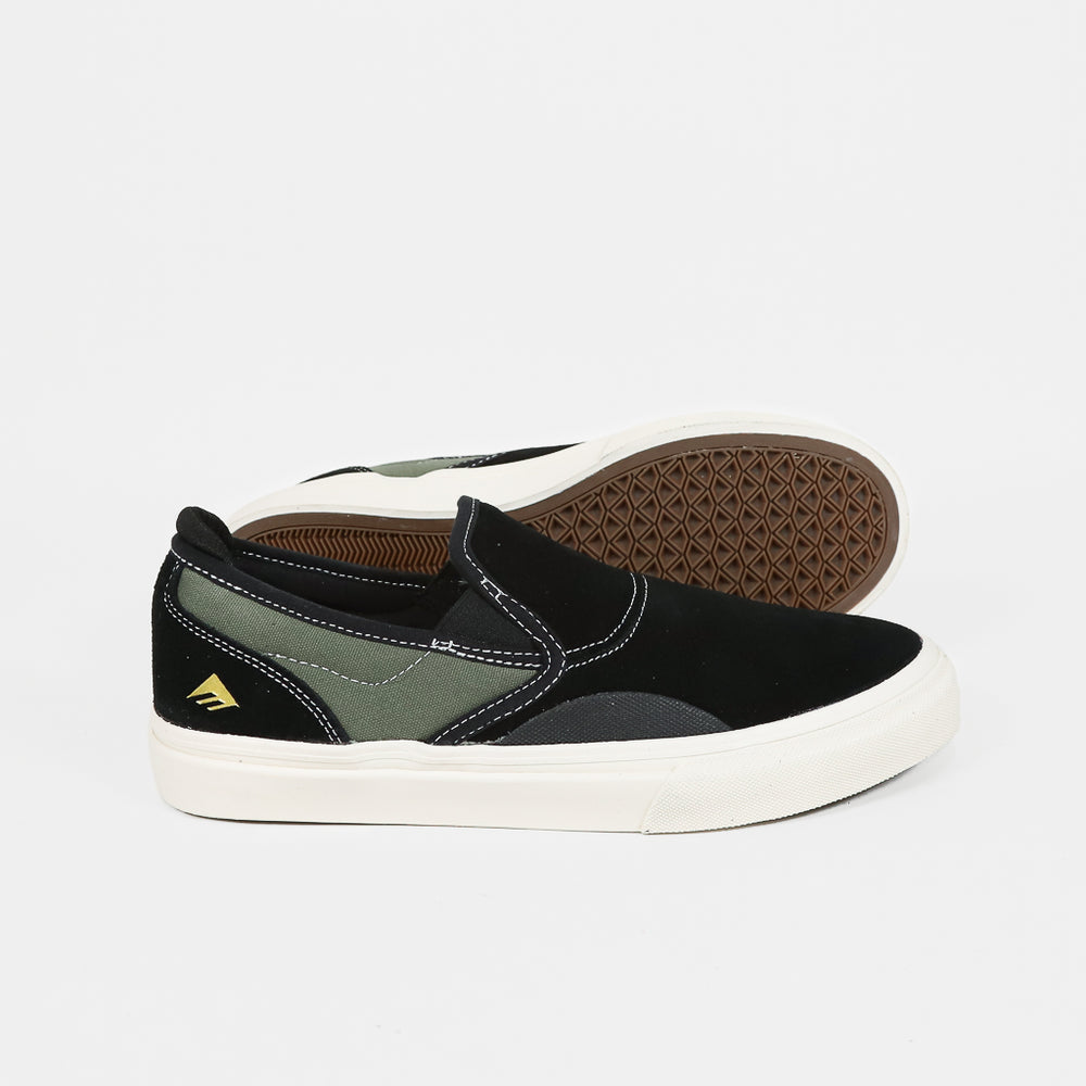 Emerica Wino G6 Black And Olive Slip On Shoes