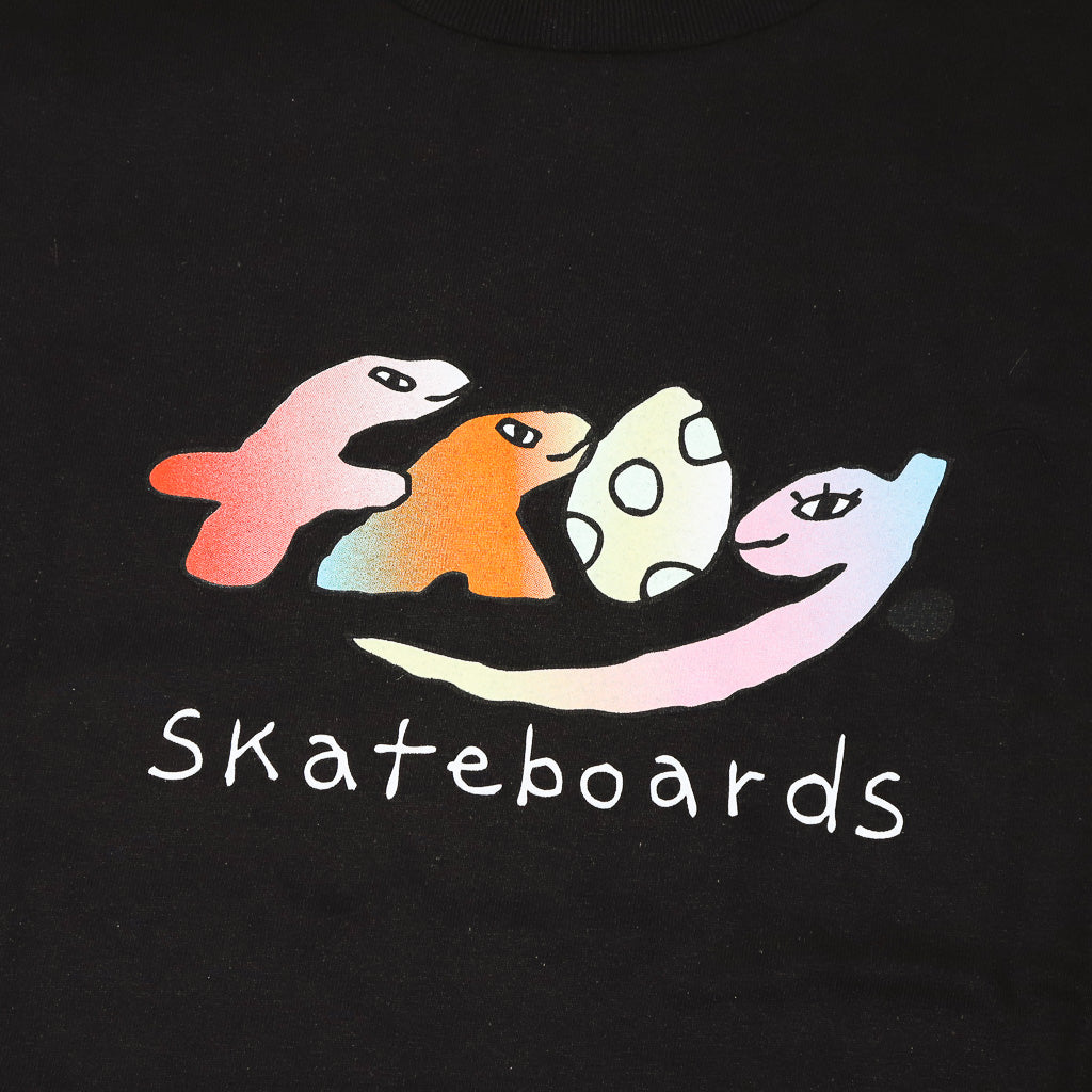 Frog Skateboards Dino Logo Black T-Shirt Front Print