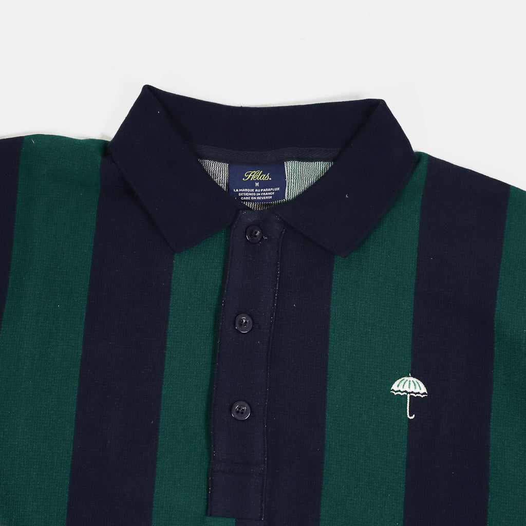 Helas Ray Navy And Green Longsleeve Polo Shirt Collar