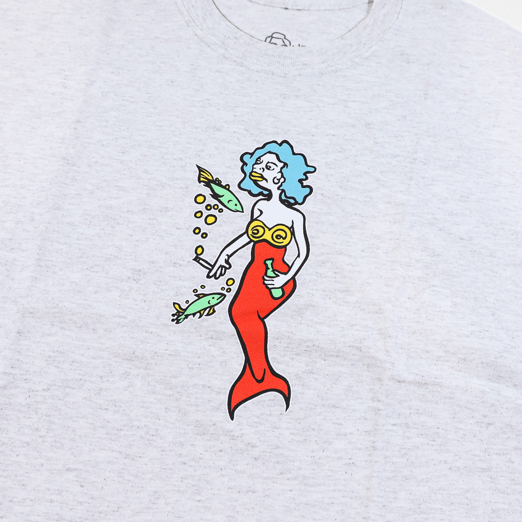 Krooked Skateboards Mermaid Ash Grey T-Shirt Front Print