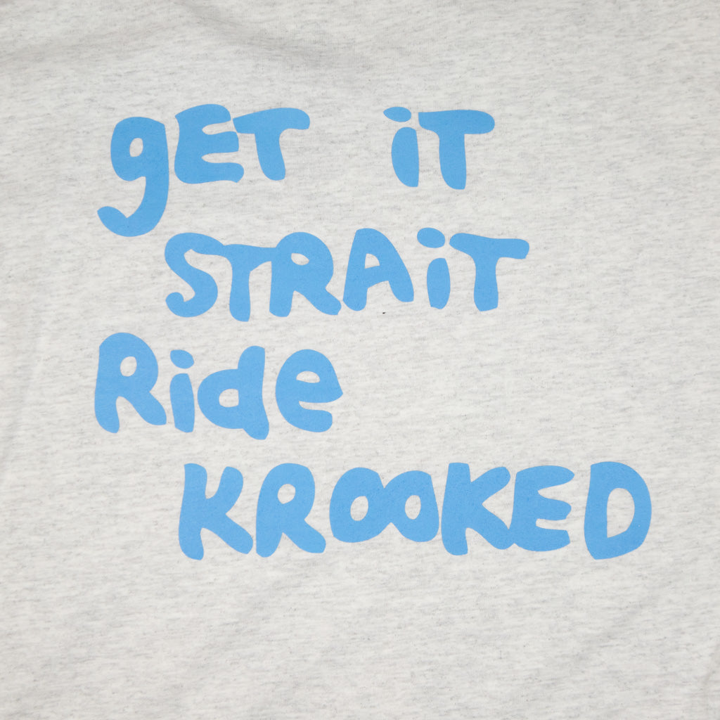 Krooked Skateboards Light Grey Strait Eyes T-Shirt Back Print
