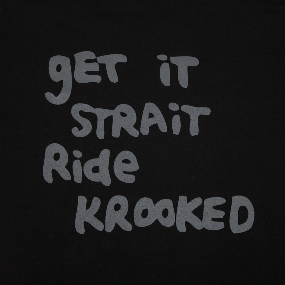 Krooked Skateboards Strait Eyes Black T-Shirt Back Print