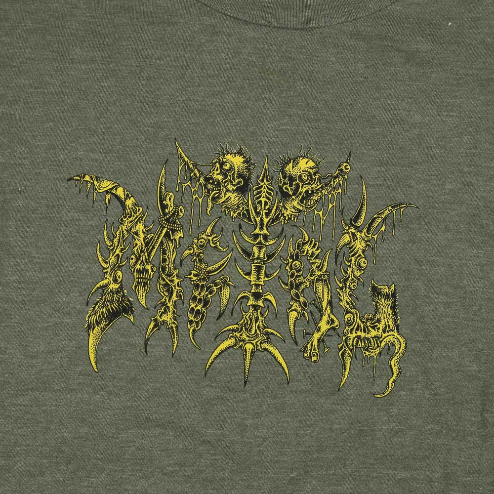 Metal Skateboards Ancient Logo Olive Green T-Shirt Front Print