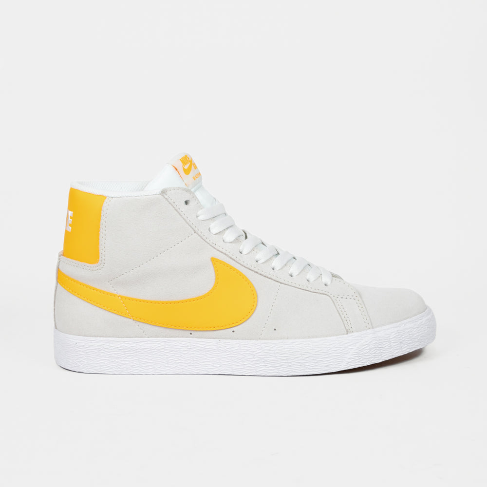 Nike SB White And Laser Yellow Blazer Mid Shoes