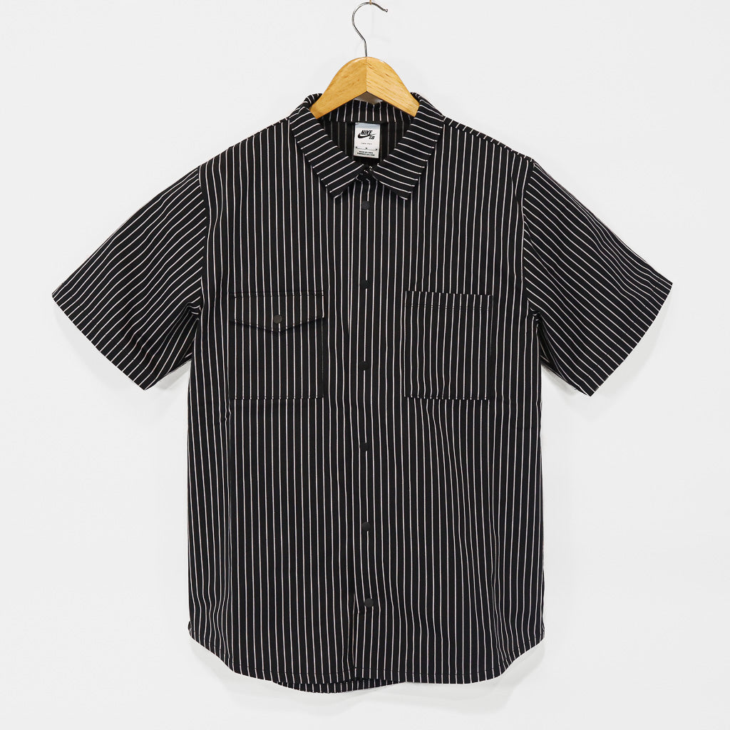 Nike SB Dri-Fit Black Pin Stripe Skate Short Sleeve Shirt