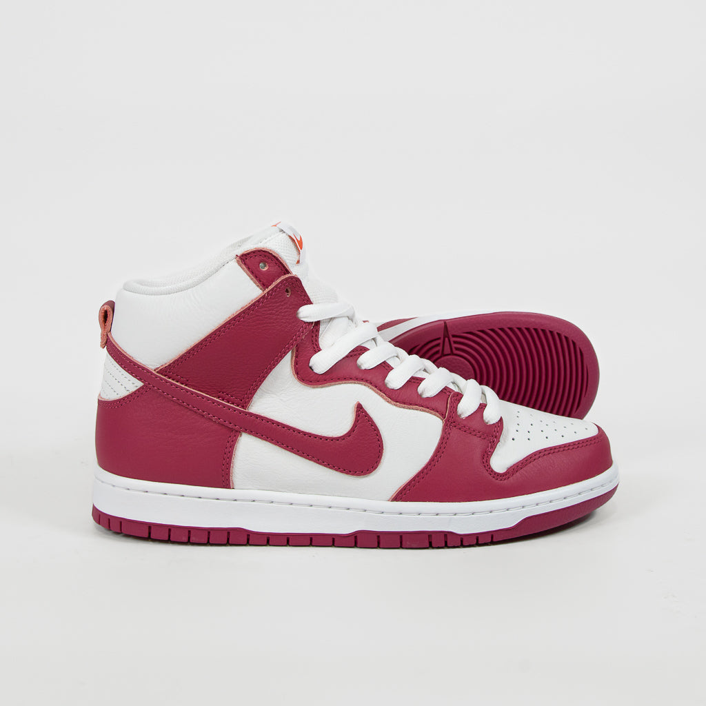 Nike SB Orange Label White And Sweet Beet Dunk High Pro Shoes