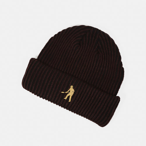 Pass Port Skateboards - Workers 2-Tone Striped Beanie - Burgundy