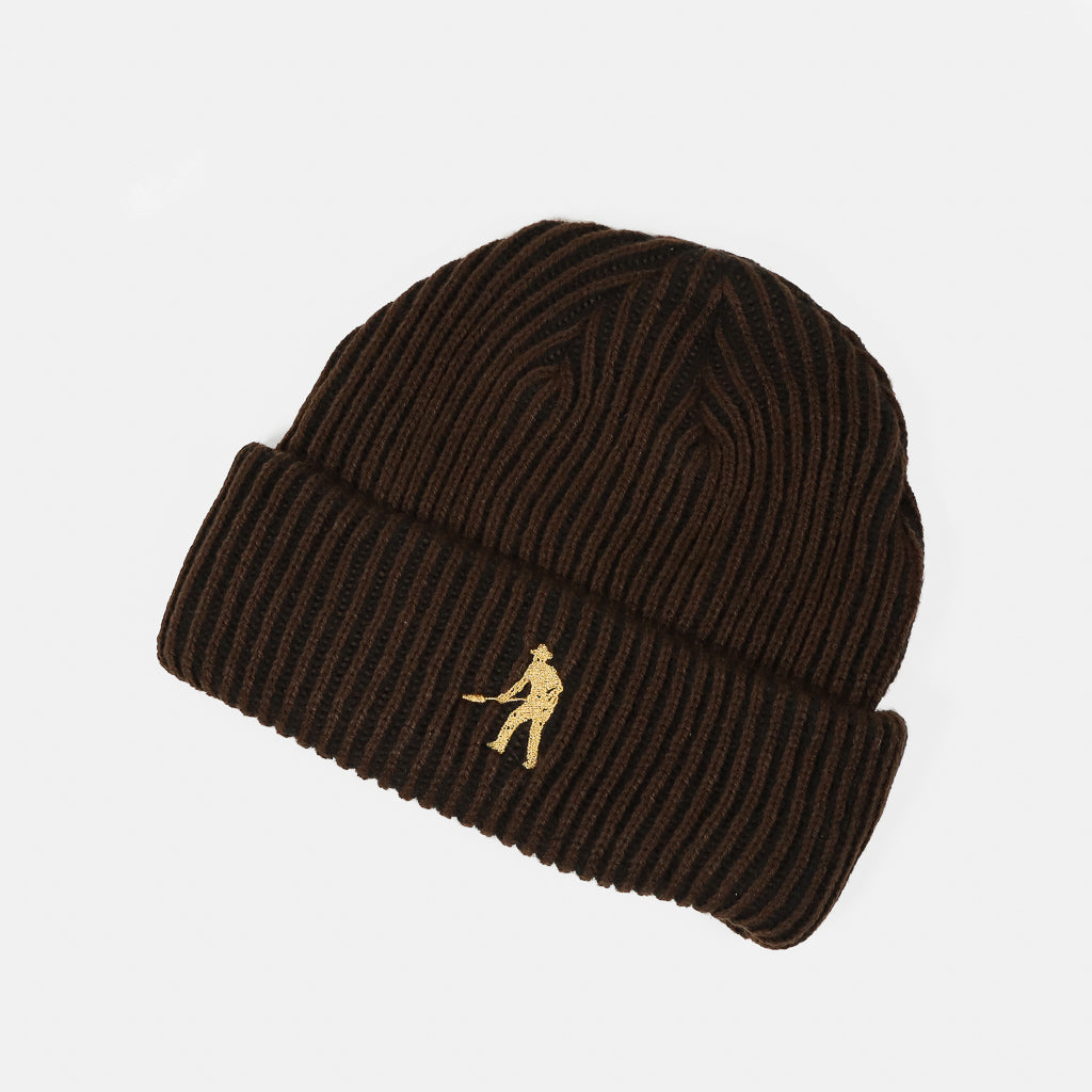 Pass Port Skateboards Workers 2-Tone Striped Chocolate Beanie