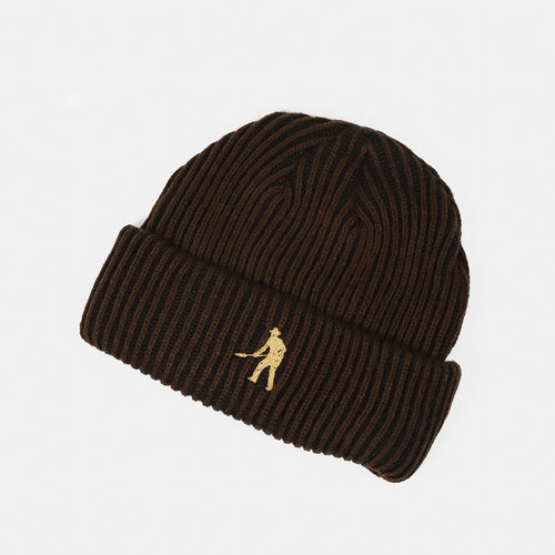 Pass Port Skateboards - Workers 2-Tone Striped Beanie - Chocolate