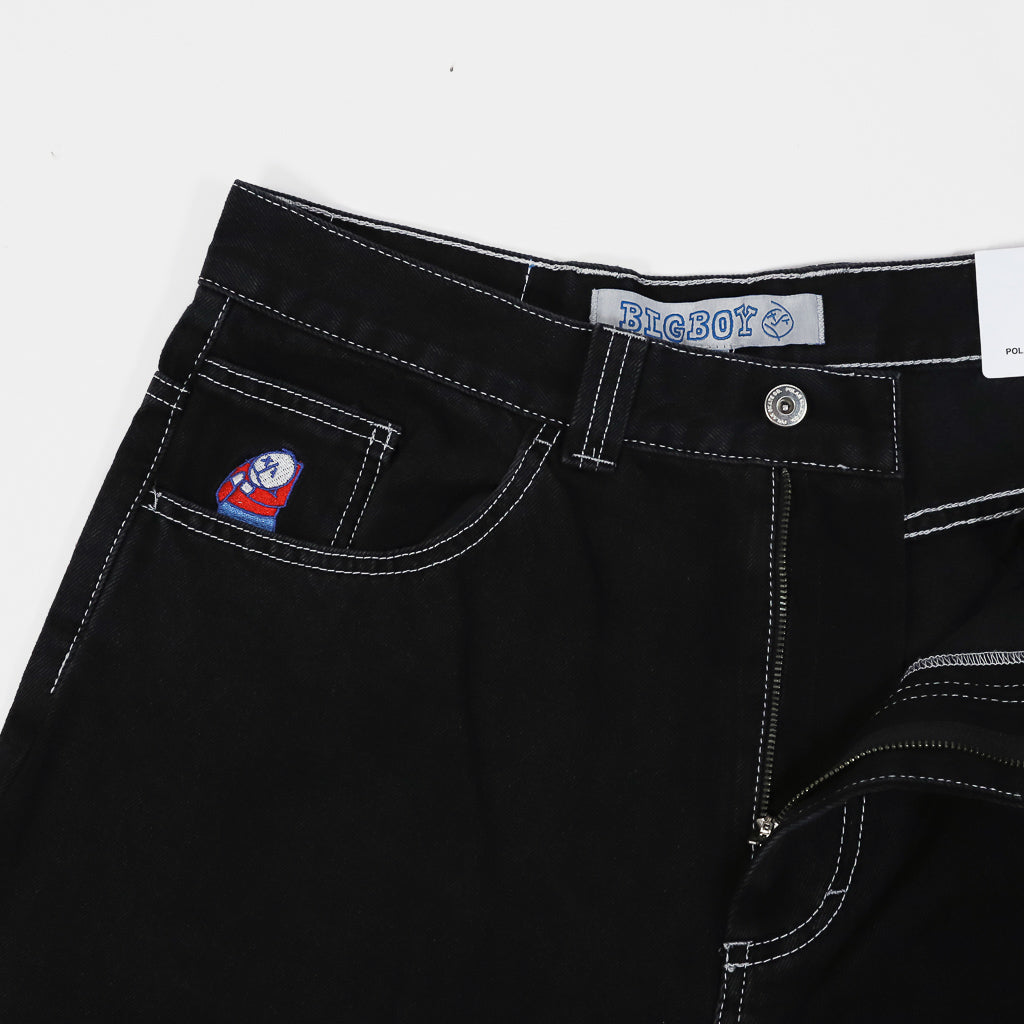 Polar Skate Co. Black Contrast Stitch Big Boy Denim Jeans Embroidery