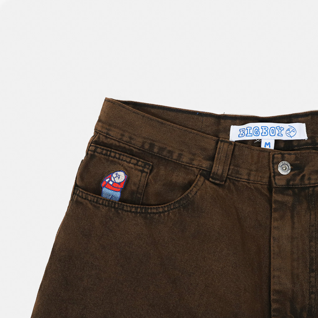 Polar Skate Co. Brown Black Big Boy Denim Jeans Pocket Embroidery