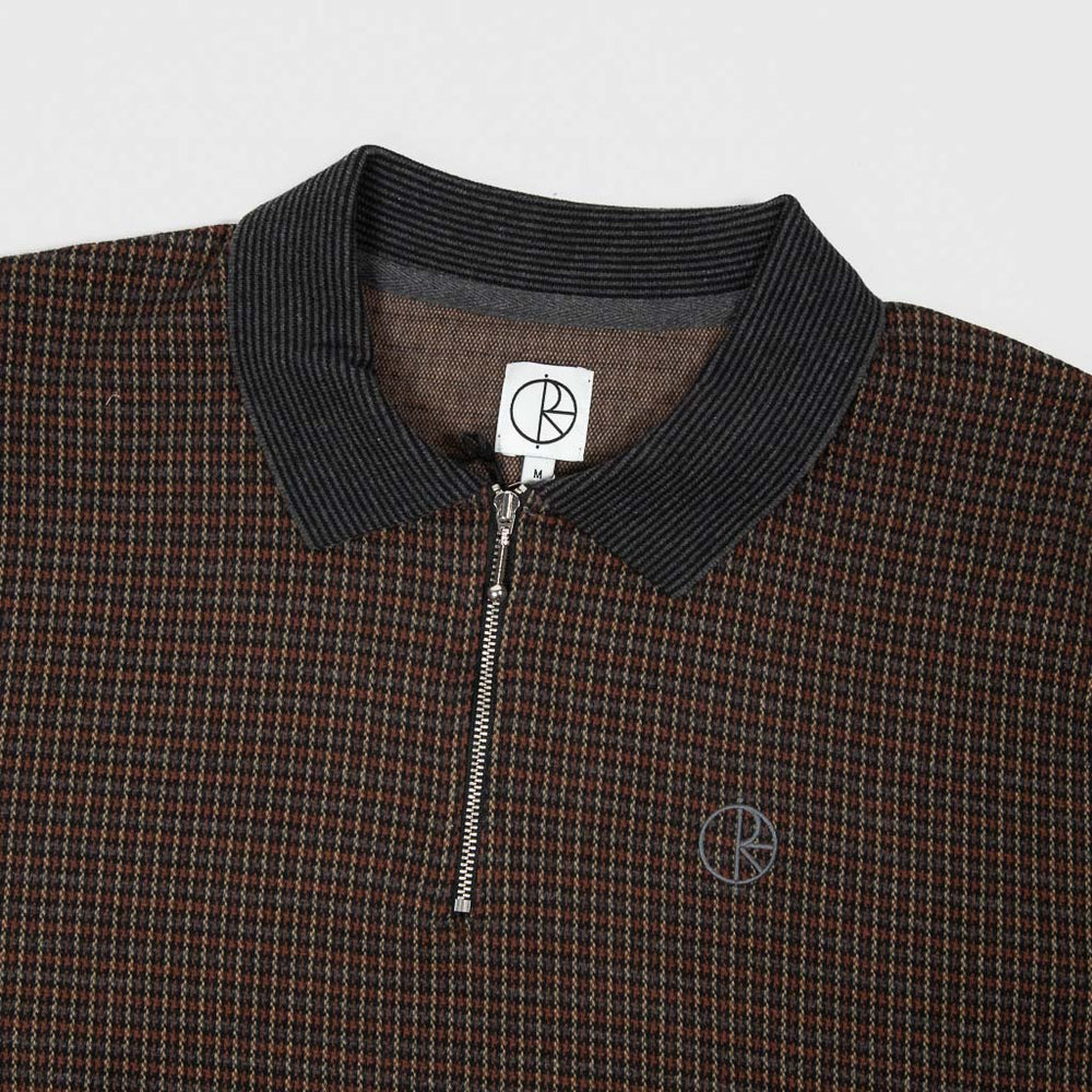 Polar Skate Co. Jacques Grey Brown Longsleeve Polo Shirt Zip Neck