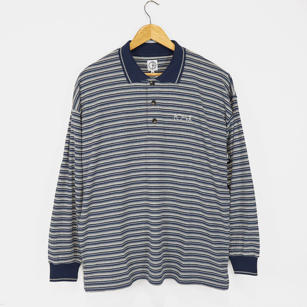 Polar Skate Co. Navy Stripe Longsleeve Polo Shirt