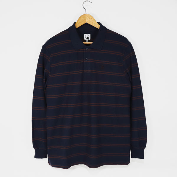 Polar Skate Co. - Stripe Polo Longsleeve Shirt - Navy / Plum