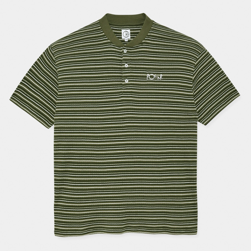 Polar Skate Co. Uniform Green Stripe Rib Henley T-Shirt