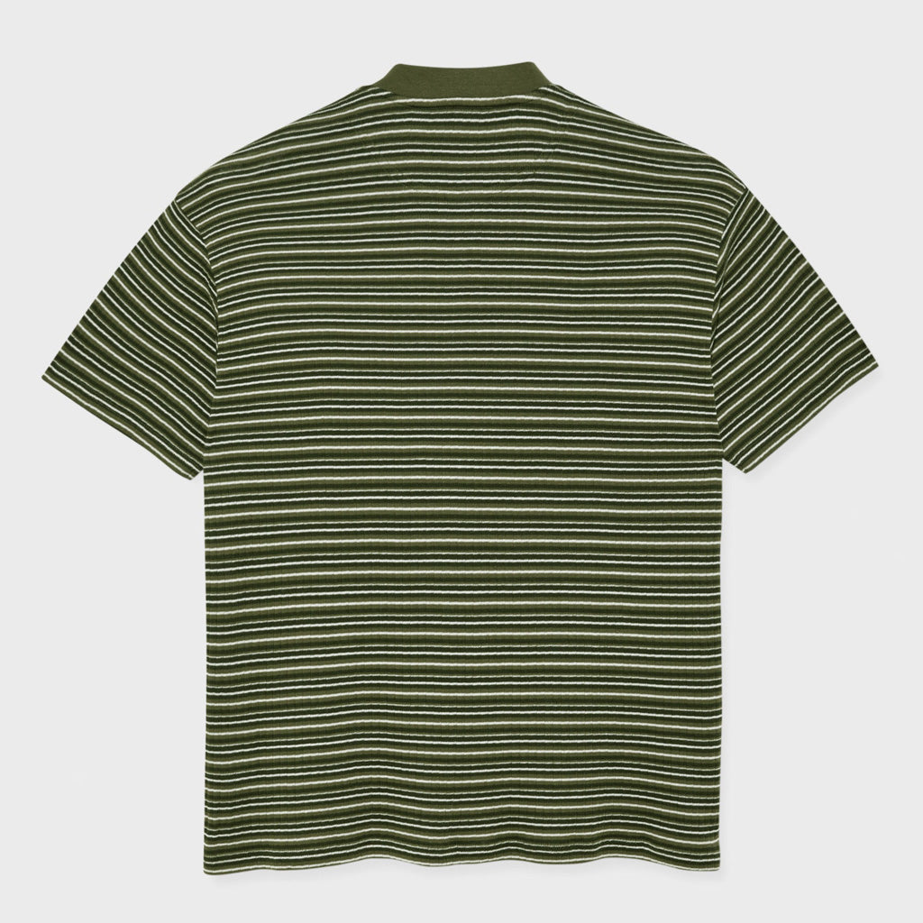 Polar Skate Co. Uniform Green Stripe Rib Henley T-Shirt