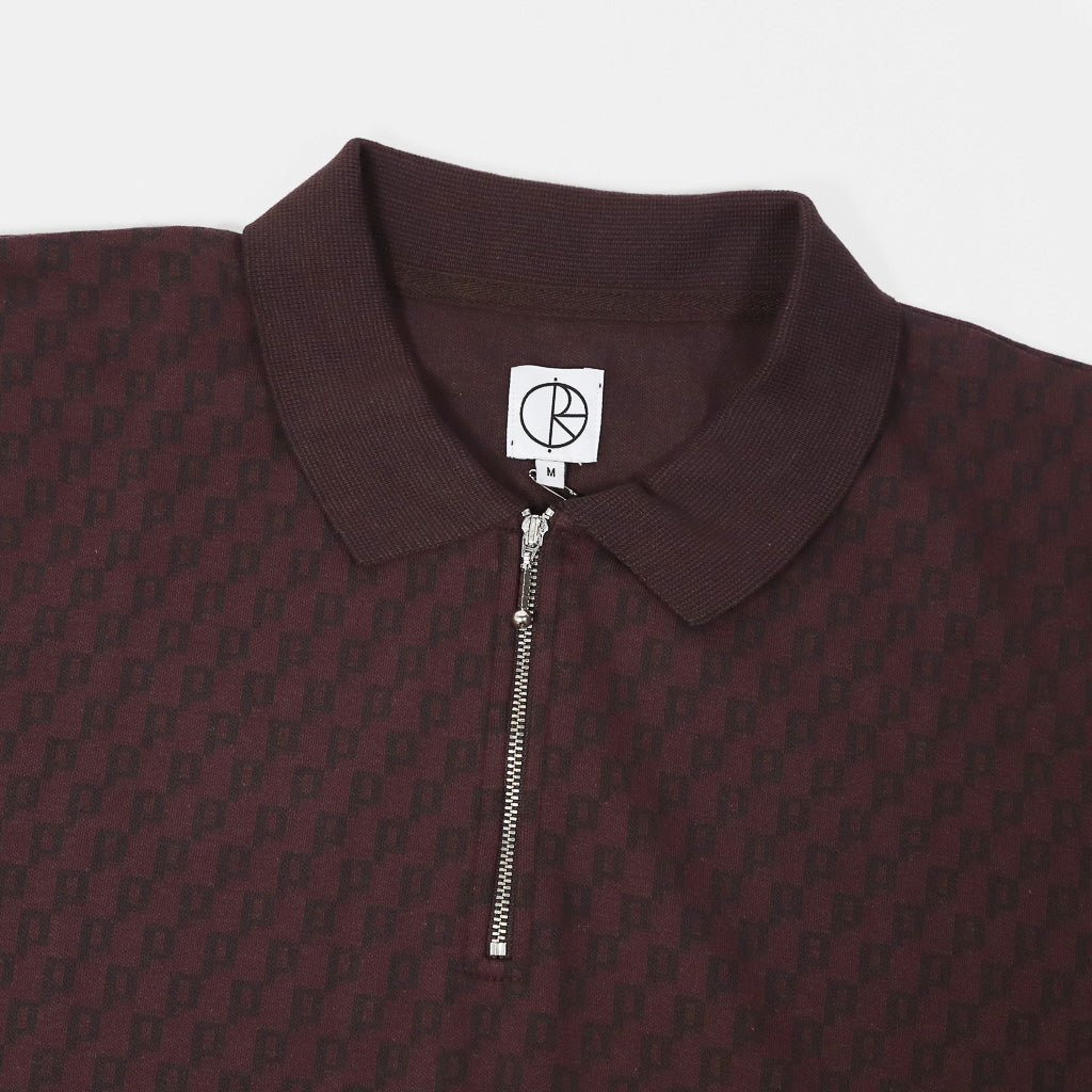 Polar Skate Co. Bordeaux Red Zip Polo Short Sleeve Shirt Collar