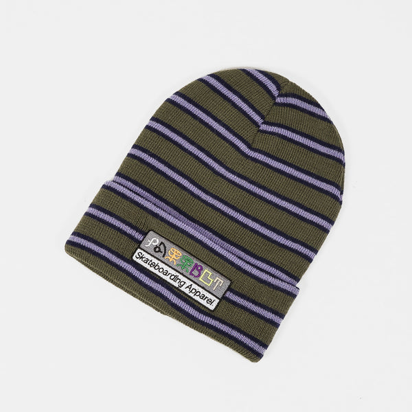 Rassvet (Paccbet) - Striped Knit Beanie - Khaki / Purple