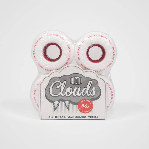 Ricta Wheels - 53mm (86a) Wide Clouds Skateboard Wheels - White / Red