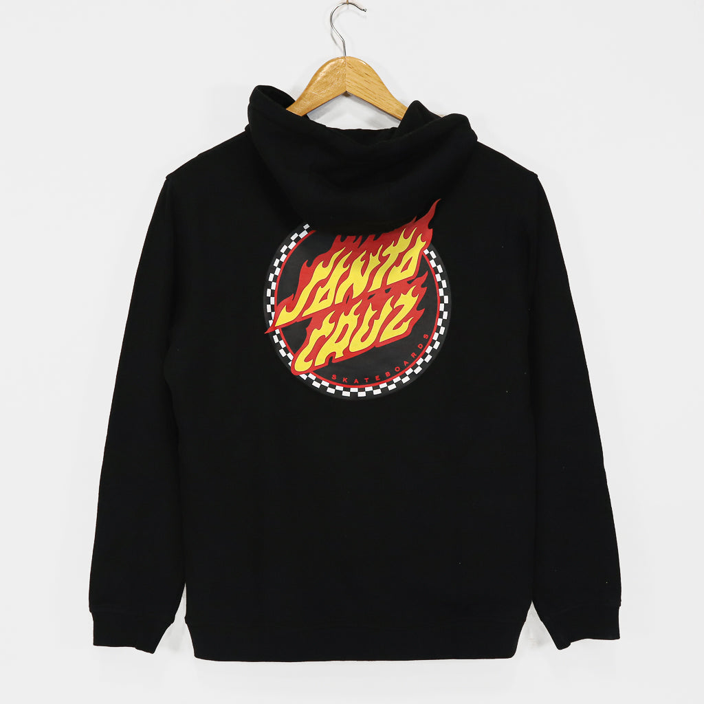 Santa Cruz Checked Ringed Flamed Dot Black Pullover Hooded Sweatshirt 