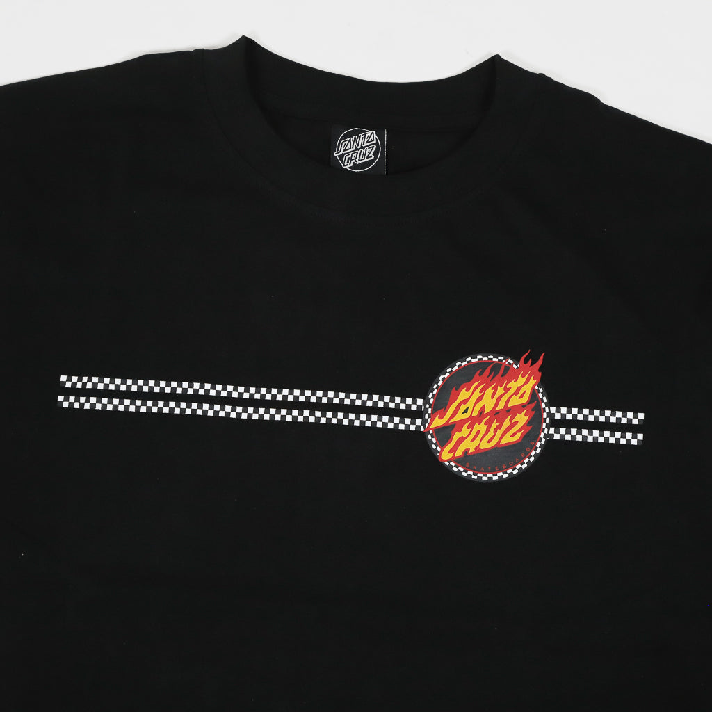 Santa Cruz Checked Ringed Flamed Dot Black T-Shirt Front Print
