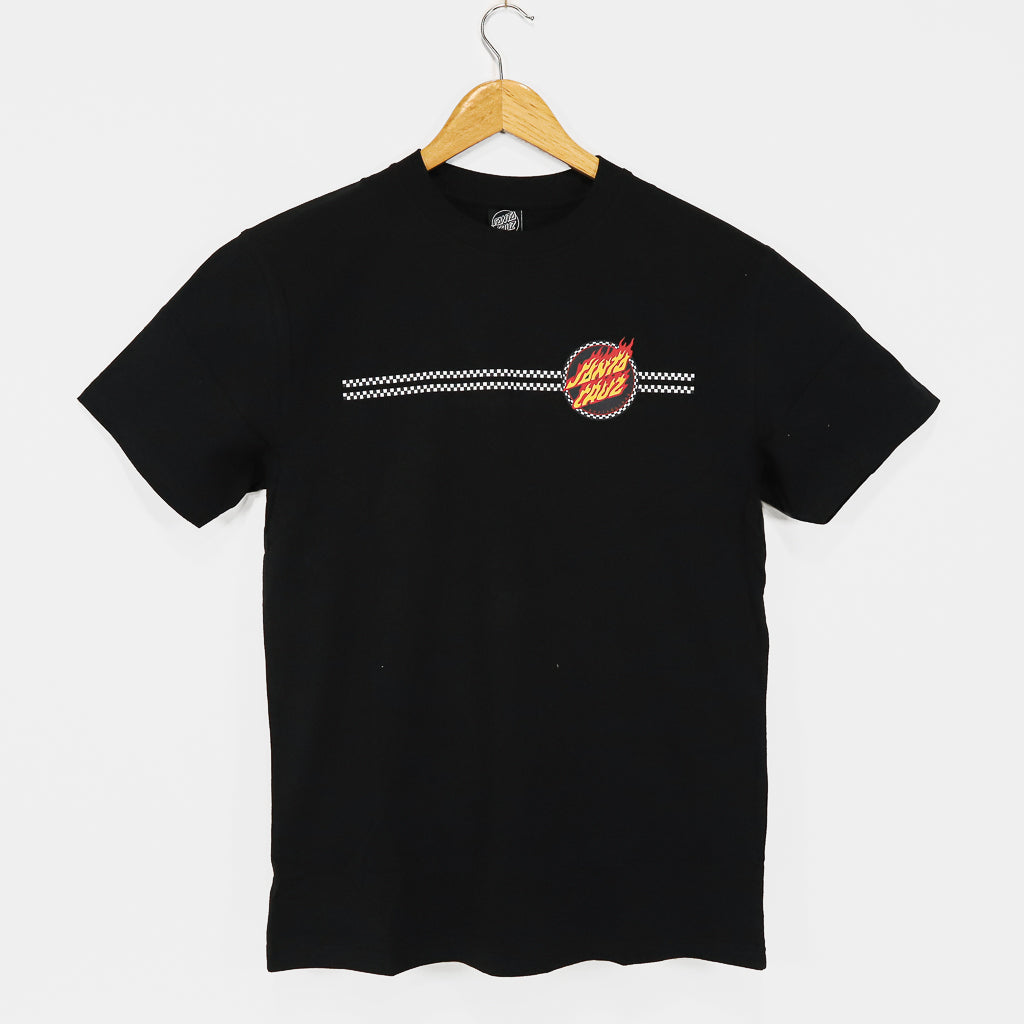 Santa Cruz - Checked Ringed Flamed Dot T-Shirt - Black