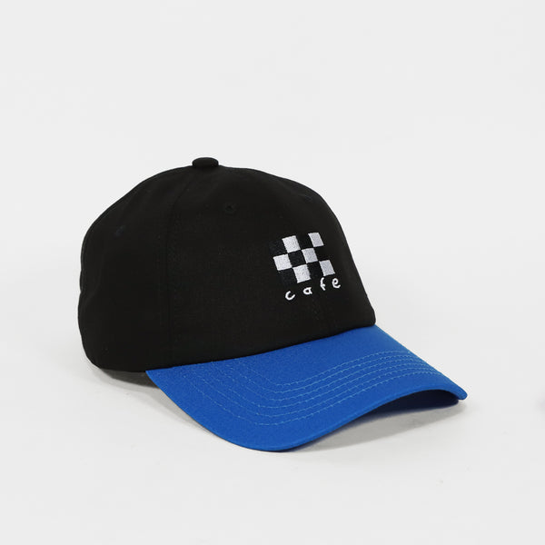Skateboard Cafe - Checkerboard Embroidered 6-Panel Cap - Black / Blue