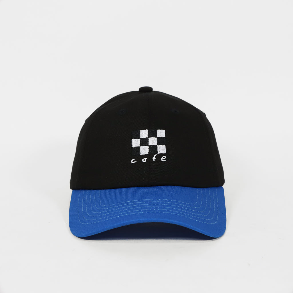 Skateboard Cafe - Checkerboard Embroidered Black 6-Panel Cap