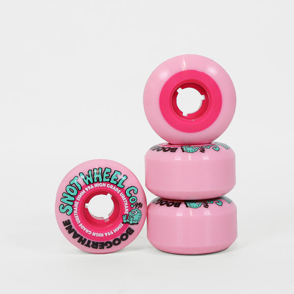 Snot Wheels Co. - 55mm (99a) Boogerthane Skateboard Wheels - Pale Pink / Hot Pink