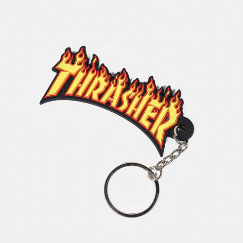 Thrasher Magazine - Flame Logo Keychain - Black / Yellow