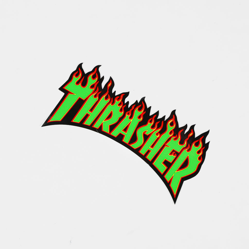 Thrasher Magazine - 6" Flame Logo Sticker - Green