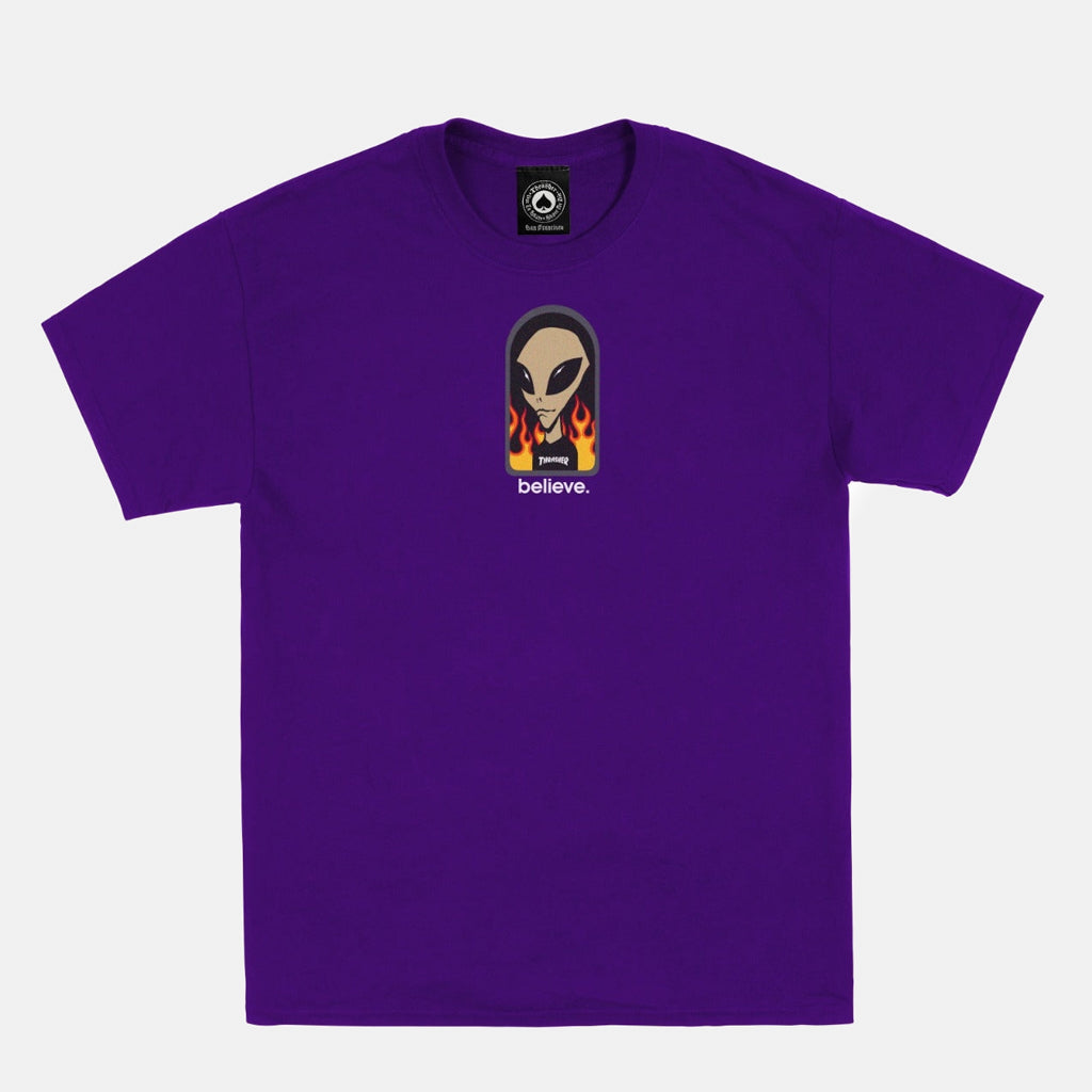 Thrasher Magazine Alien Workshop Believe Purple T-Shirt