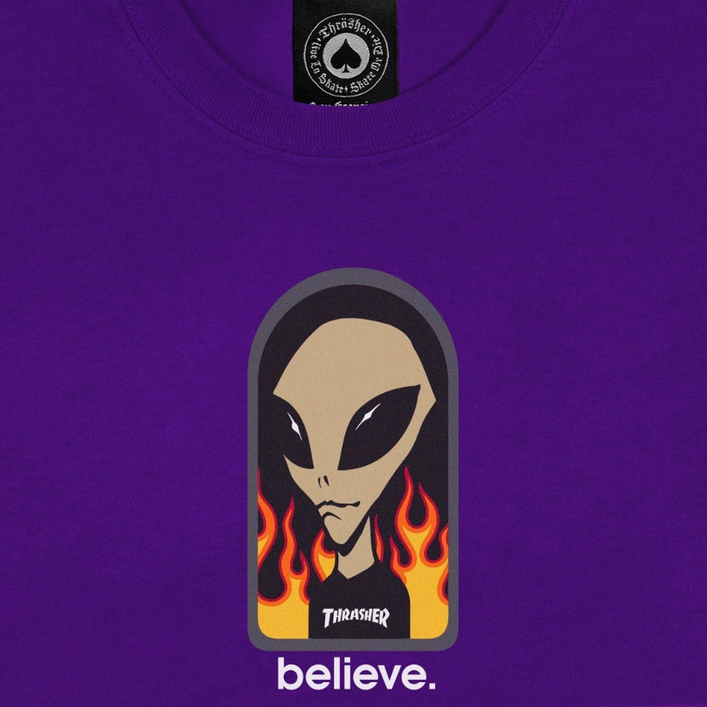 Thrasher Magazine Alien Workshop Believe T-Shirt Purple